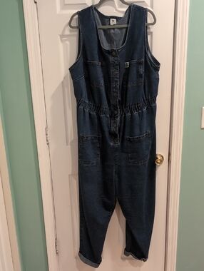 Lucy And Yak Dark Blue Denim Jumpsuit Jeans